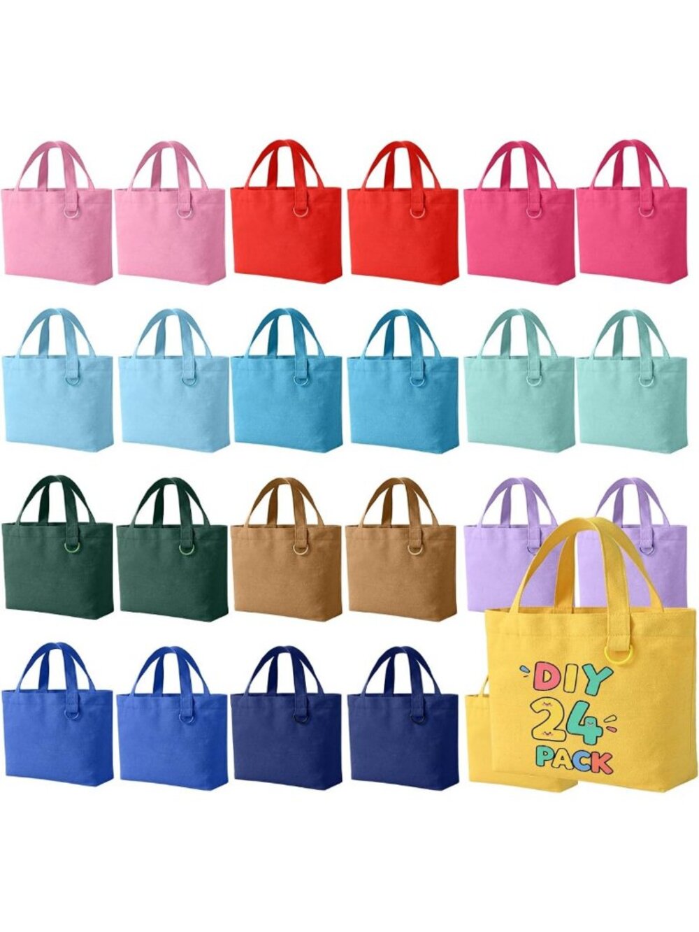 12 Pack Mini Canvas Tote Bags - Reusable Cute DIY Blank Bags for Women